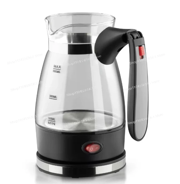 European-style coffee pot with glass body, capable of withstanding high temperatures and featuring a foldable design.