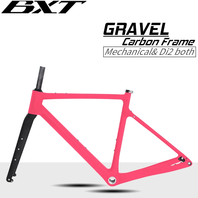 BXT Carbon Gravel Bike Frame Internal Cable T1000 Carbon Fibre Fully Hidden Cable Frameset Road Bicycle Disc Brake