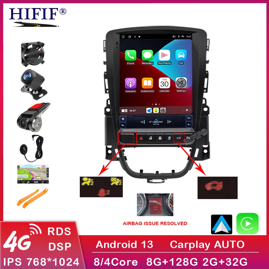 Android 13 Car Multimedia GPS For Opel Astra J 2009-2015 Radio Vertical Screen Carplay Tesla Style no 2din DVD