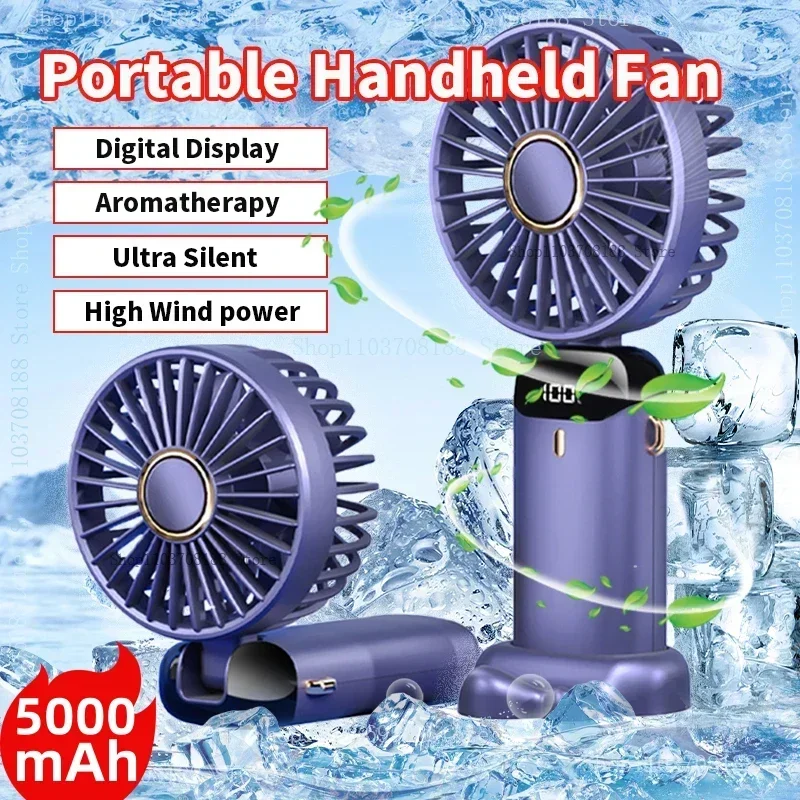 USB Mini Fan Portable Handheld Fan Rechargeable Mini Handy Fan Pocket Size Low Noise Small Electric Fan Student Dormitory