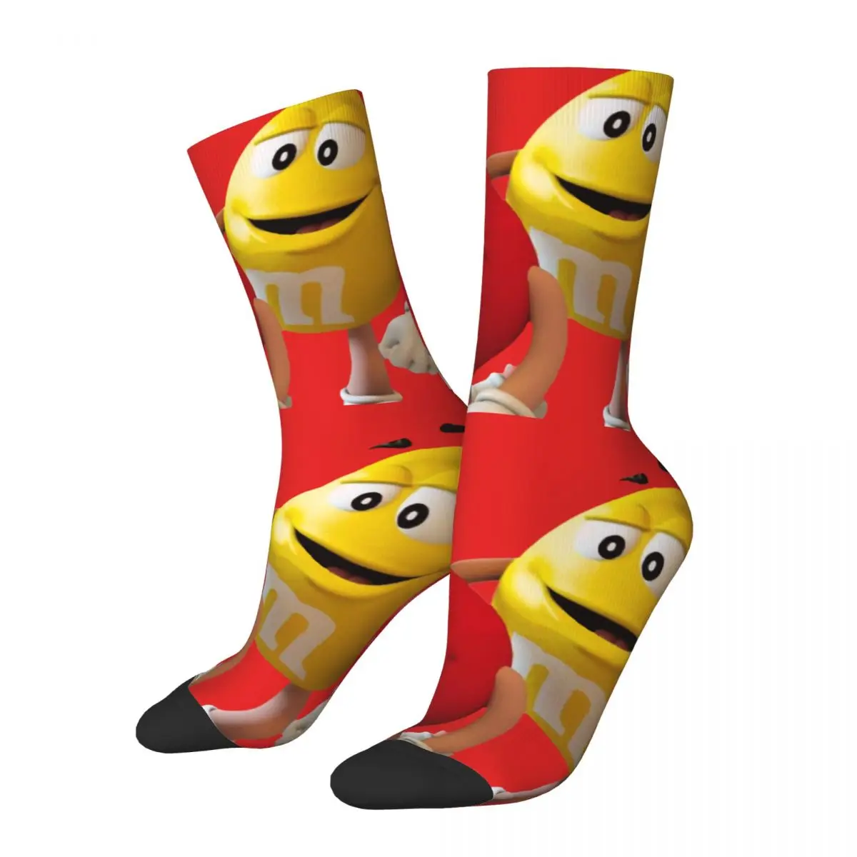 Happy Funny Men's compression Socks Funny Red Yellow M Vintage Harajuku M Chocolate Hip Hop Novelty Casual Crew Crazy Sock