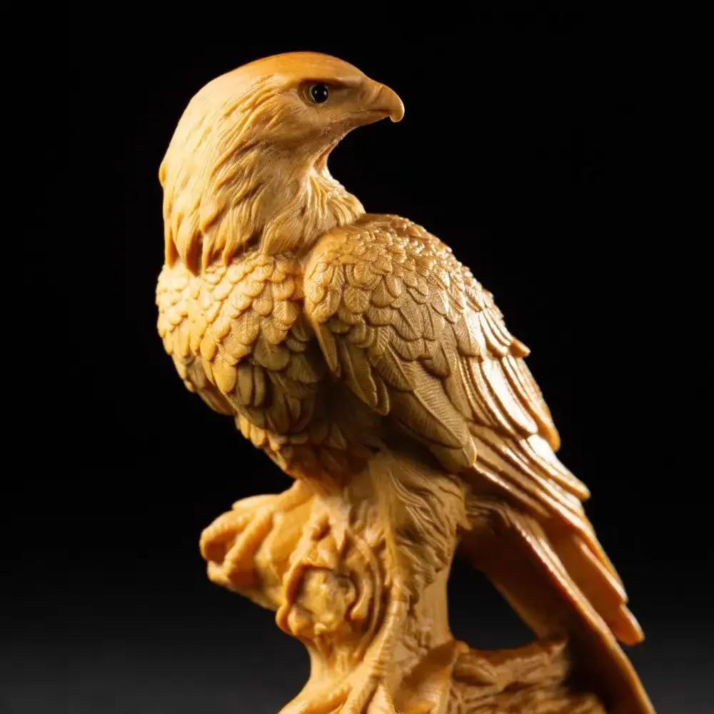 

Yellow Poplar Wood Carving Eagle Ornaments Big Show Grand Plan Hand Piece Opening Home Decoration Housewarming Gift