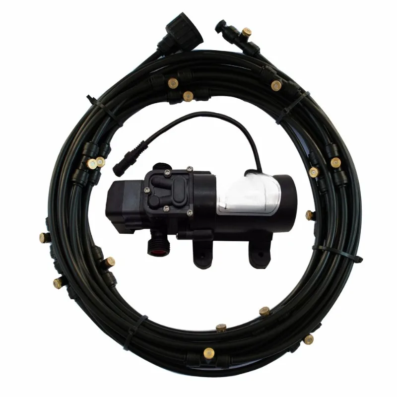 12V pump + power supply + low-pressure atomizing spray system set, trampoline cooling, humidification, dust removal, disinfectio