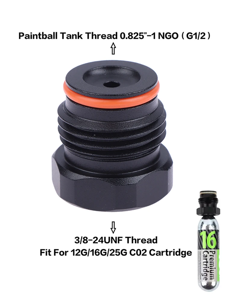 

Адаптер для CO2-картриджей, преобразователь резьбы 3/8-24UNF в G1/2-14 для баллонов 12/16/25 г, аксессуар для пневмоинструмента