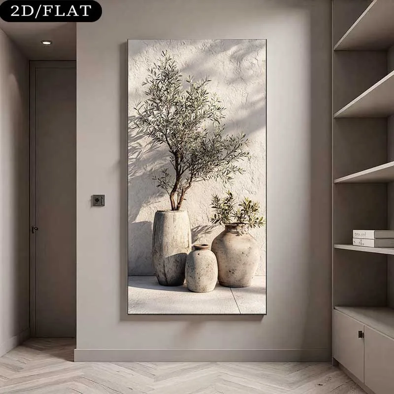 1pc frameless Canvas Painting 2D Flat 1pc Large Mediterranean Modern Canvas Artwork Prints, Unframed Abstract Olive Tree Canvas