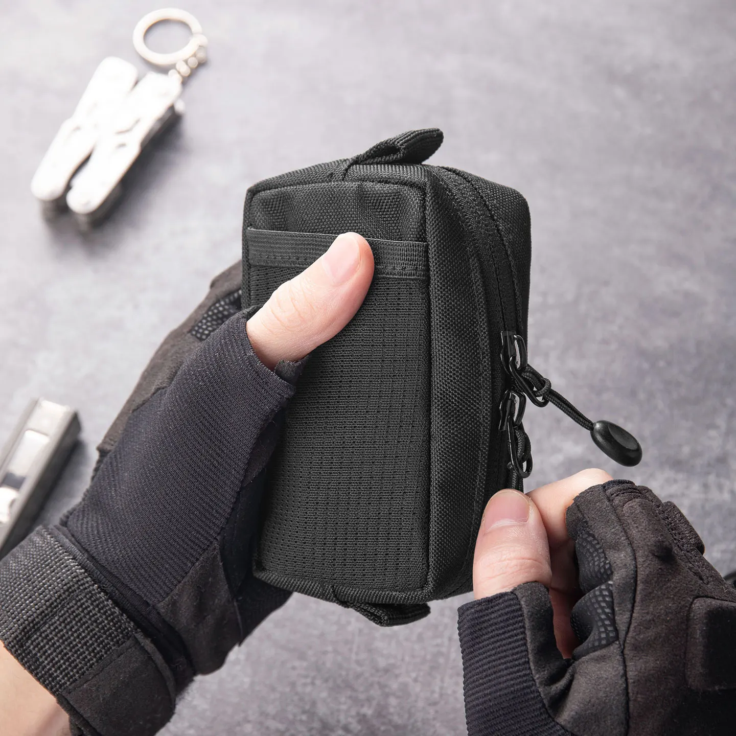 Small Tool Bag, Durable EDC Tool Storage Organizer for Folding Knife, Flashlight Accessories with Zipper