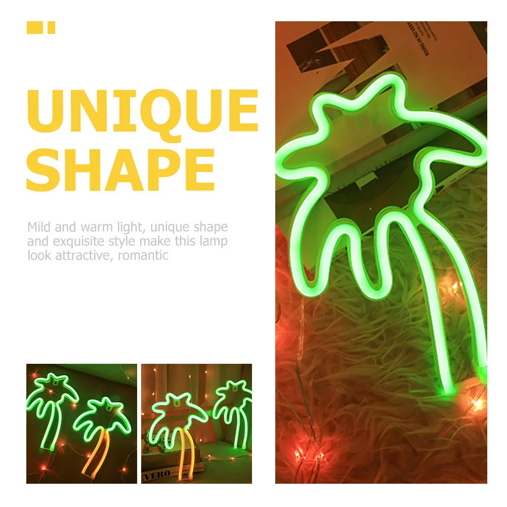 مصباح نيون على شكل شجرة النخيل USB أو ضوء ديكور يعمل بالطاقة لتزيين جدران الغرفة وإضاءة ليلية للجو الجمالي #2
