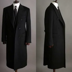 Winter Vintage Men Woolen Overcoat Double Breasted Long Jacket Smart Casual Winter England Style Business Coat Custom Made