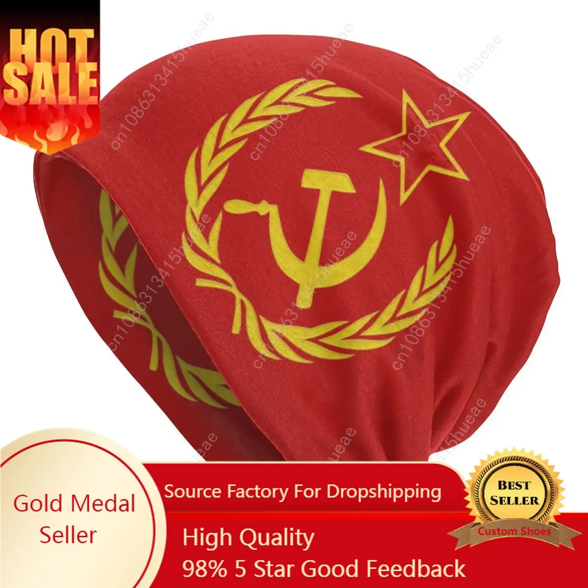 

USSR Hammer Sickle Winter Warm Bonnet Homme Slouchy Beanie Hat CCCP Russian Soviet Flag Ski Skullies Beanies Cap for Men Women