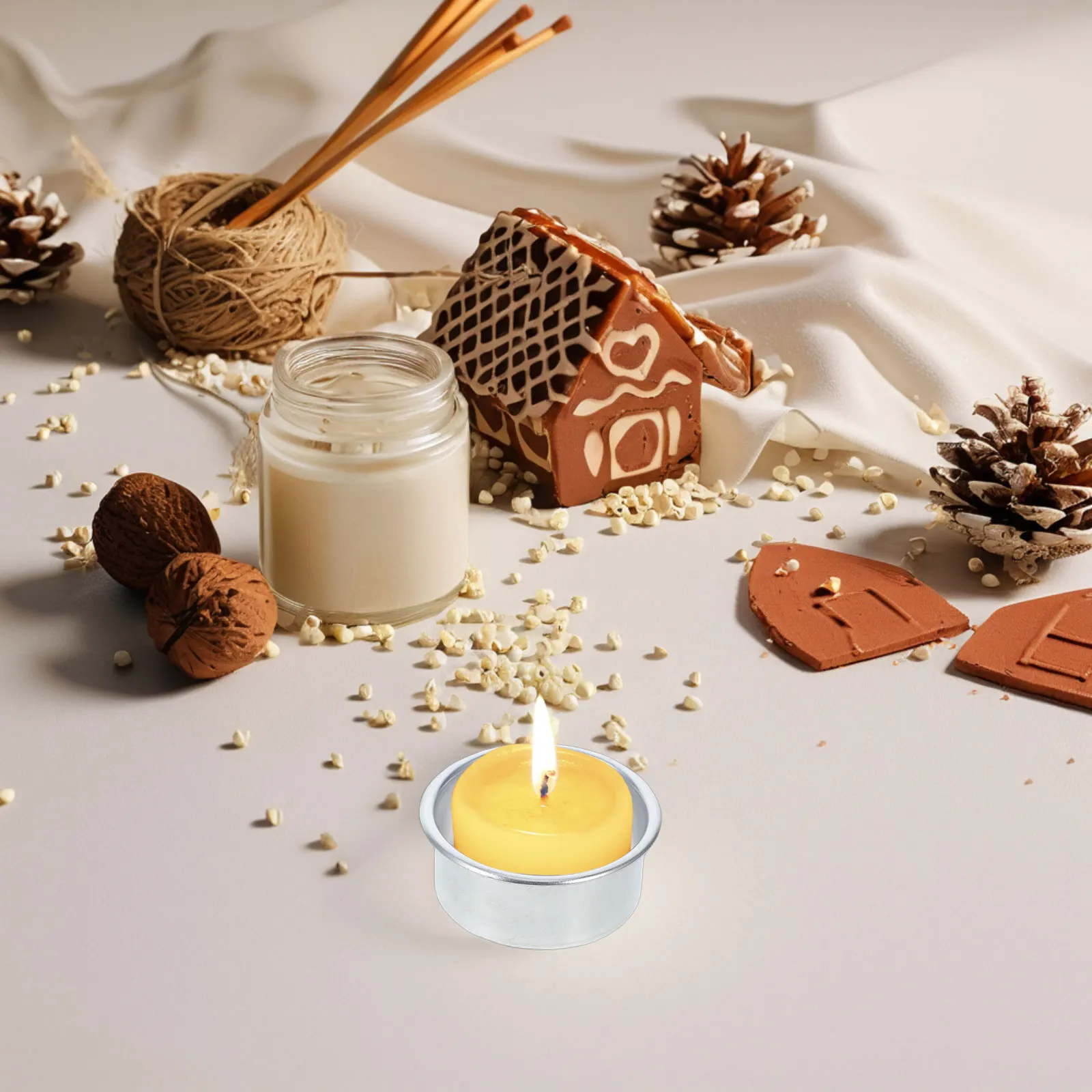 

20Pcs Silver Flanged Aluminum Holders Mini Tea Light Cups Safe Edges for DIY Crafts Wreath Wedding Party Decoration