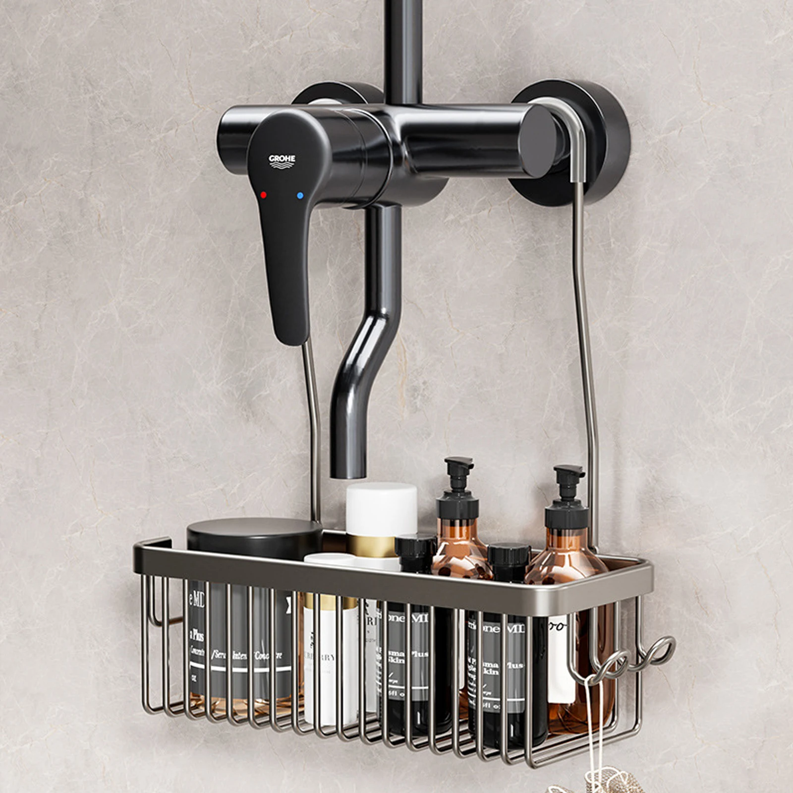 For Shower Room and Bath Products Convenient Toilet Shower Rack with No Drilling Installation Bathroom Storage Basket
