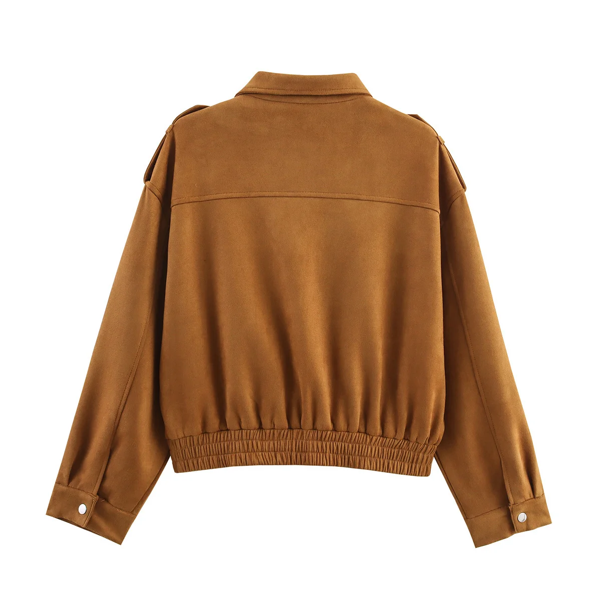 Dave&Di Women's Suede Jacket For Autumn Winter French Fashion Blogger Retro Shoulder Patch Loose Bomber Jacket Coat Women