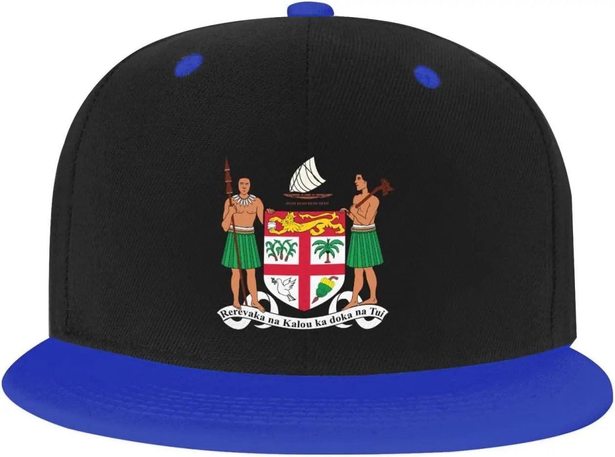 Coat of Arms of Fiji Flat Bill Hat Unisex Kids Adjustable Fashion Hip Hop Flat Bill Hat Red