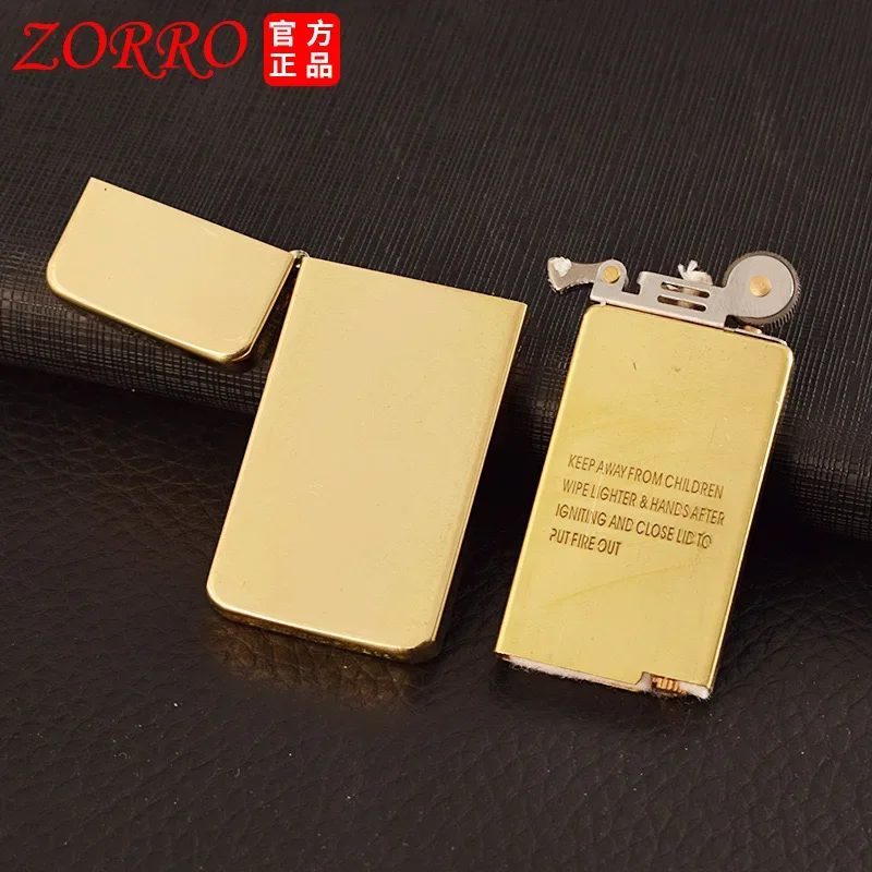 Zorro Tangcao Kerosene Lighter Retro Ultra-thin Ancient Silver Grinding Wheel Portable Men\'s Gadgets 6mm Lighters