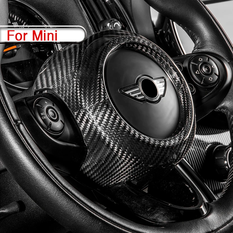 Car Steering Wheel Sticker Airbag Cover Carbon Fiber Decorative Accessories For BMW MINI Cooper F54 F55 F56 F60 R55 R56 R60 R61