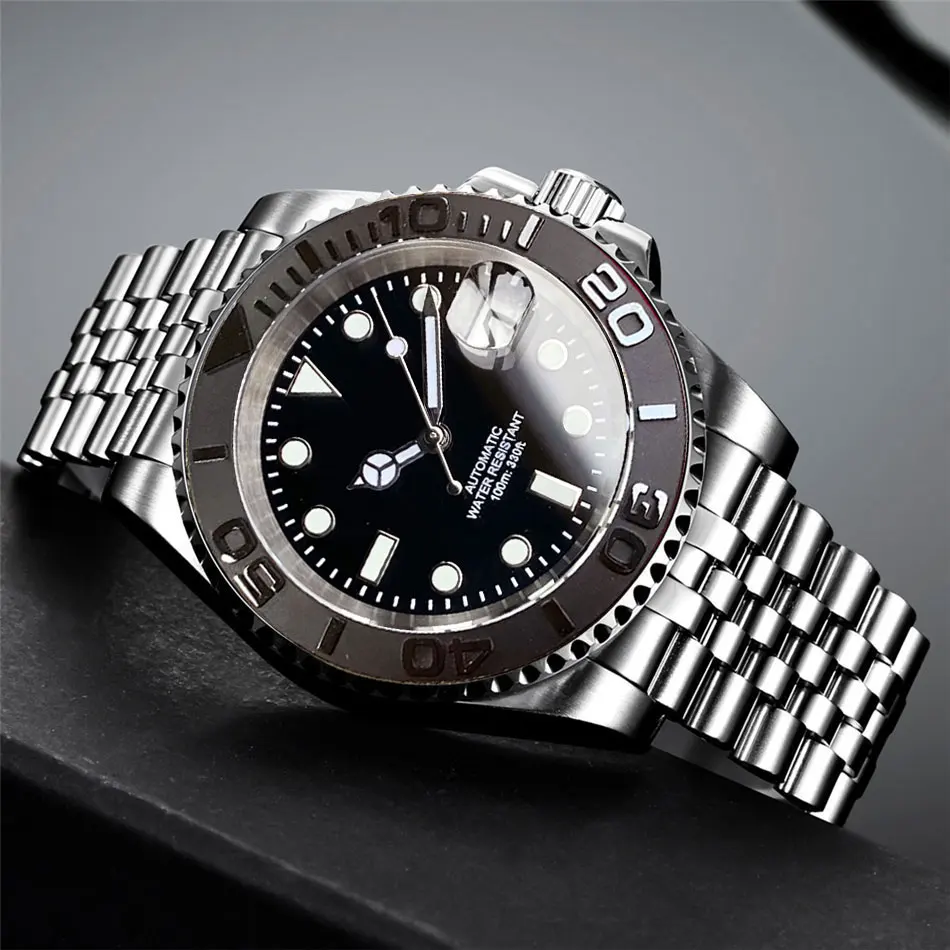 Miyota 8215 PT5000 roestvrij staal 40 mm duik automatisch herenhorloge saffierkristal roterende bezel lichtgevend mechanisch horloge