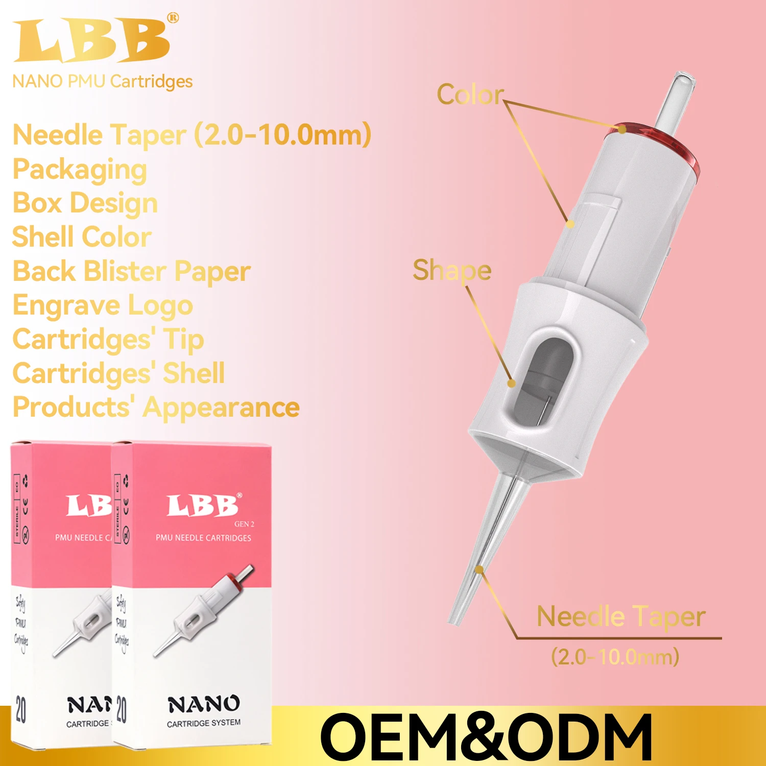 LBB PMU 20PCs Disposable Sterilized Tattoo Cartridge Needle SMP Permanent Makeup Body Art 0.18mm 0.20mm0.25mm Round Liner/Shader