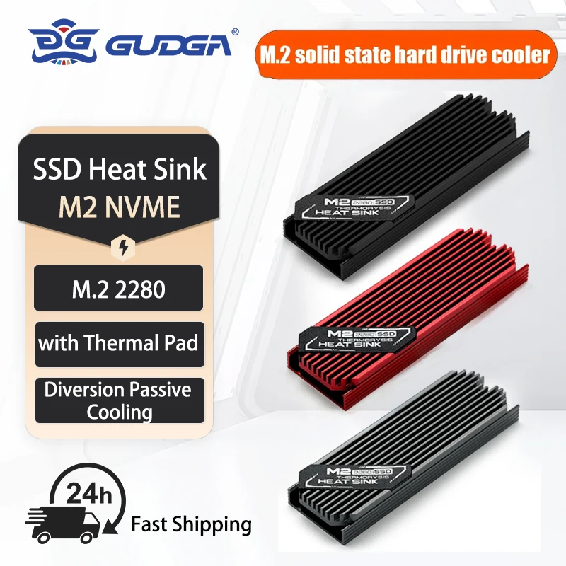 M.2 ssd nvme dissipador de calor m2 2280 ssd disco rígido dissipador de calor de alumínio com almofada térmica de silicone para desktop pc/ps5 pcie ssd