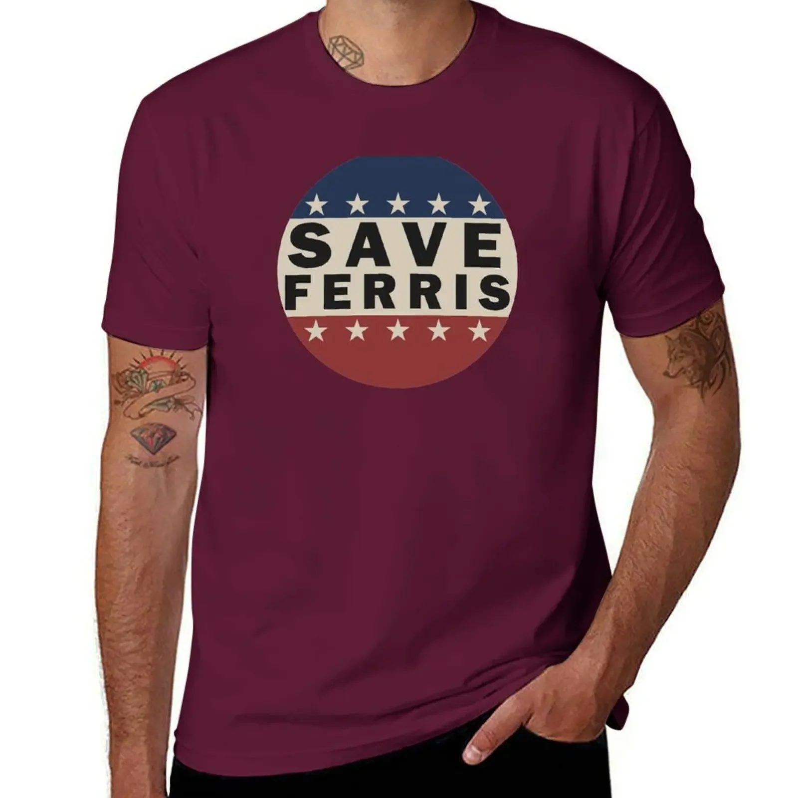 Save Ferris-Camiseta de algodón para hombre, camisetas vintage de blacks