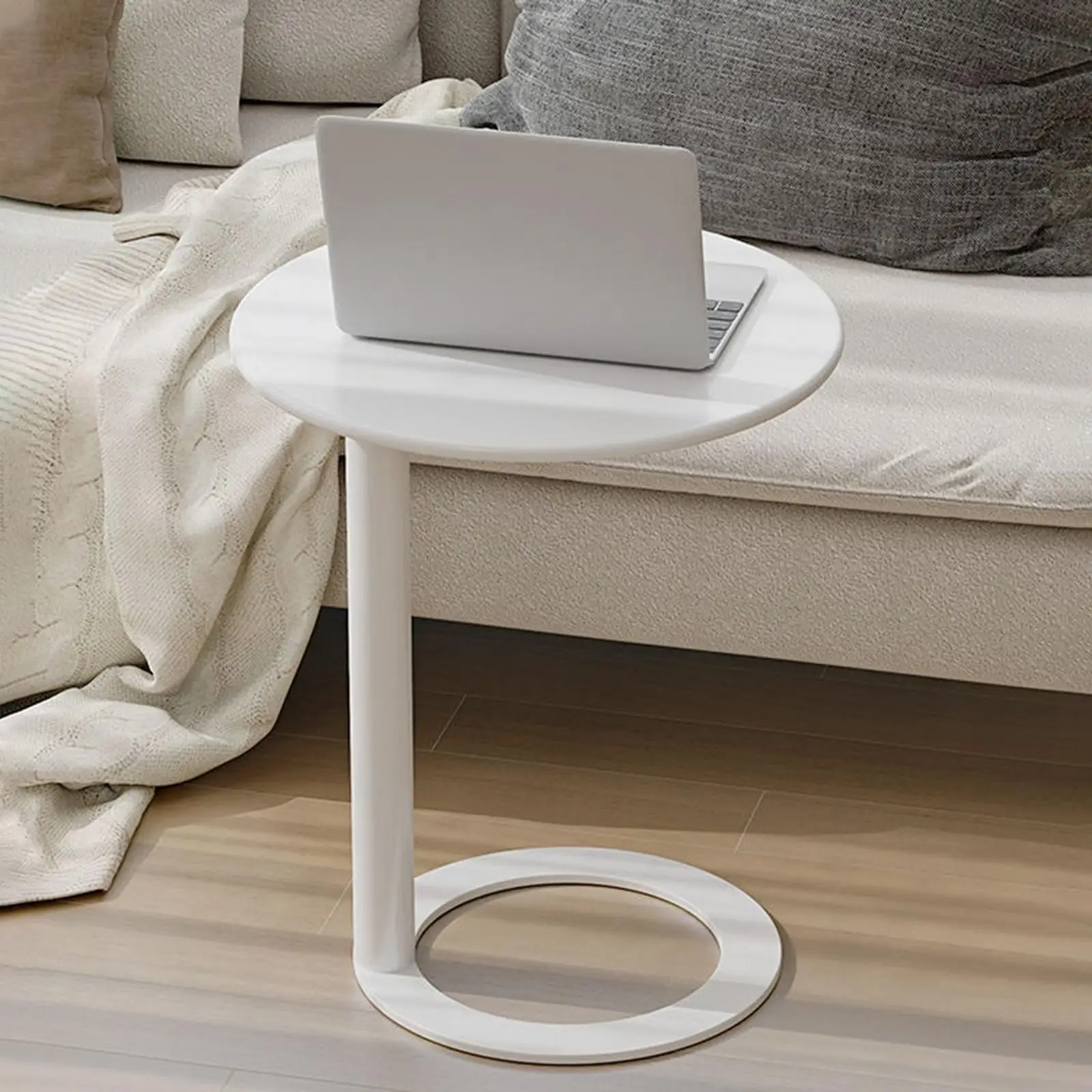 多用途ラウンドペデスタルエンドテーブル、メタルアクセントドリンクナイトスタンド、リビングルーム用家具