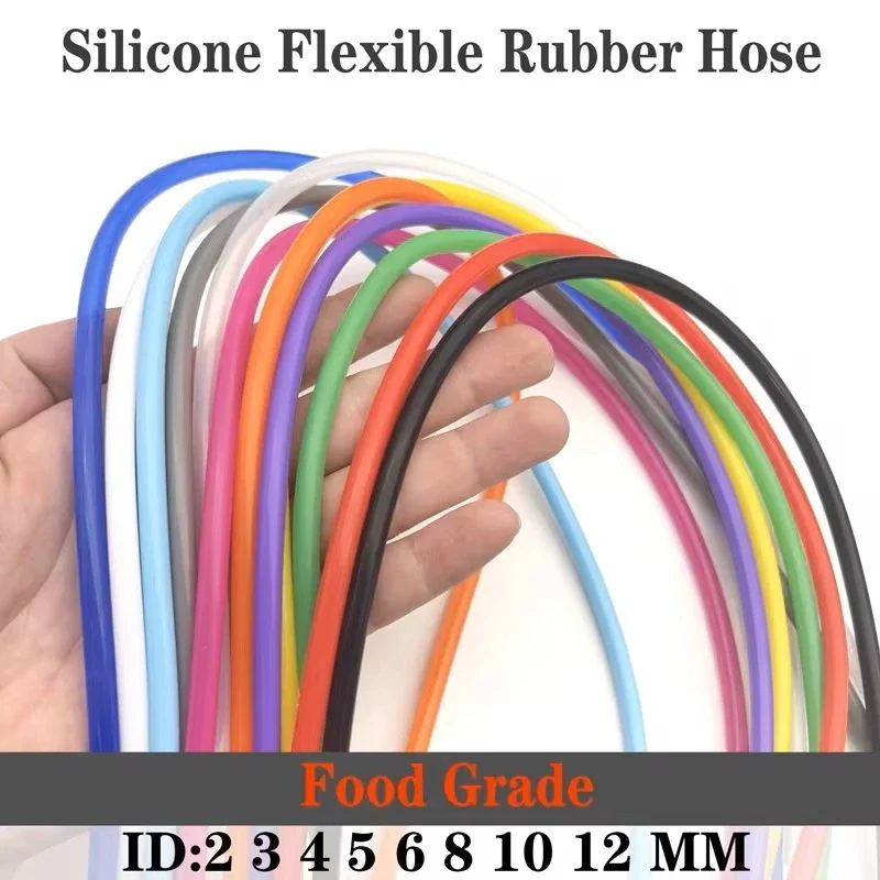 1 Meter ID 2 3 4 5 6 7 8 9 10 12 mm Silicone Tube Flexible Rubber Hose Food Grade Soft Drink Pipe Water Connector Colorful