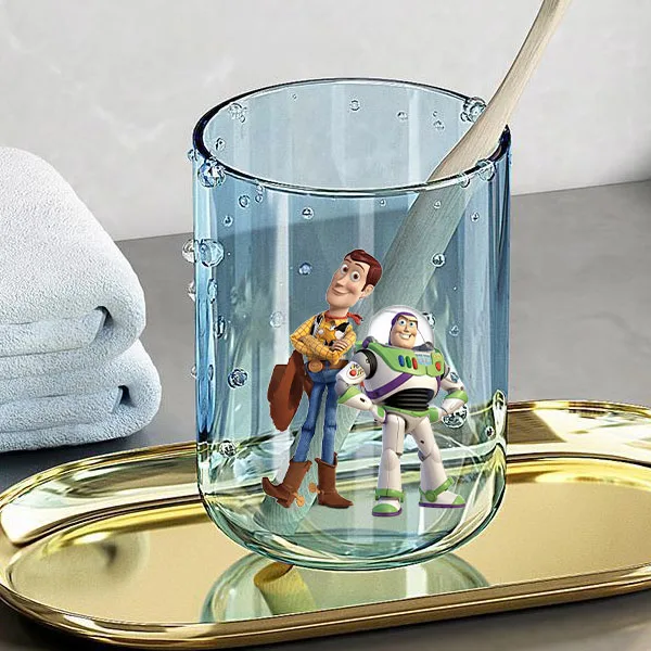 غسول الفم من الراتنج الشفاف المطبوع عليه رسوم متحركة محيطية من توي ستوري باز لايت يير وكوب فرشاة الأسنان كوب ماء مضاد للسقوط