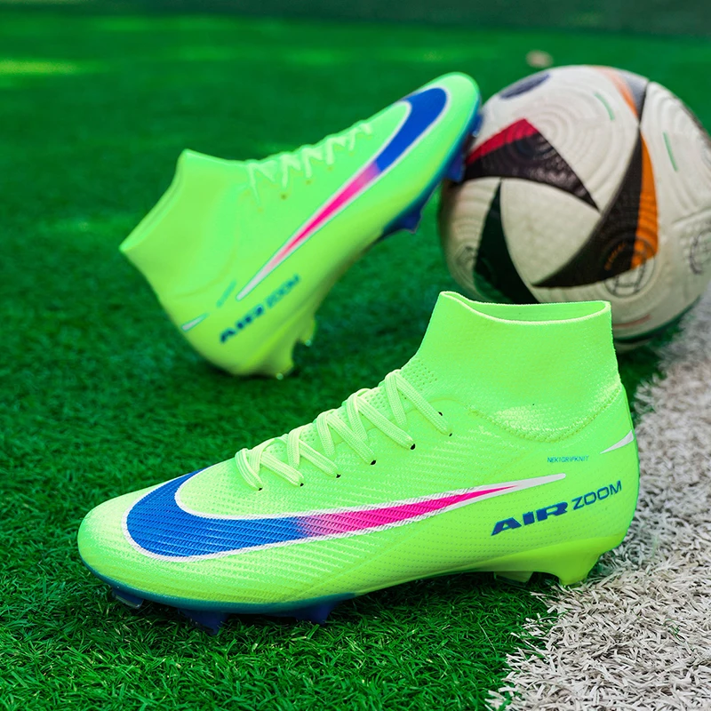

Super Star Fashion Green Men's Soccer Shoes Couples Long Spikes Football Sneakers Big Size 46 Professional Futsal Training Shoes