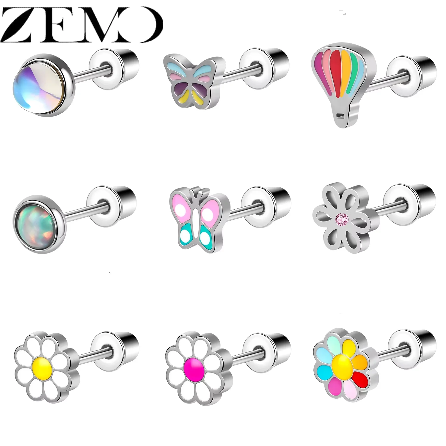 Conch Earring Hoop - ZEMO 1 Parça 20G Renkli Çiçek