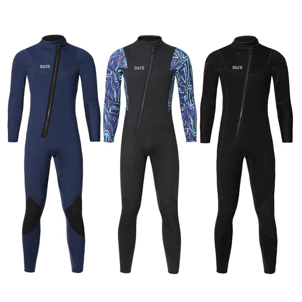 

Mens 3mm Long Sleeve Wetsuit Full Body Diving Suit Swimwear Front Zip Wetsuit for Winter Diving Snorkeling Surfing Swimming