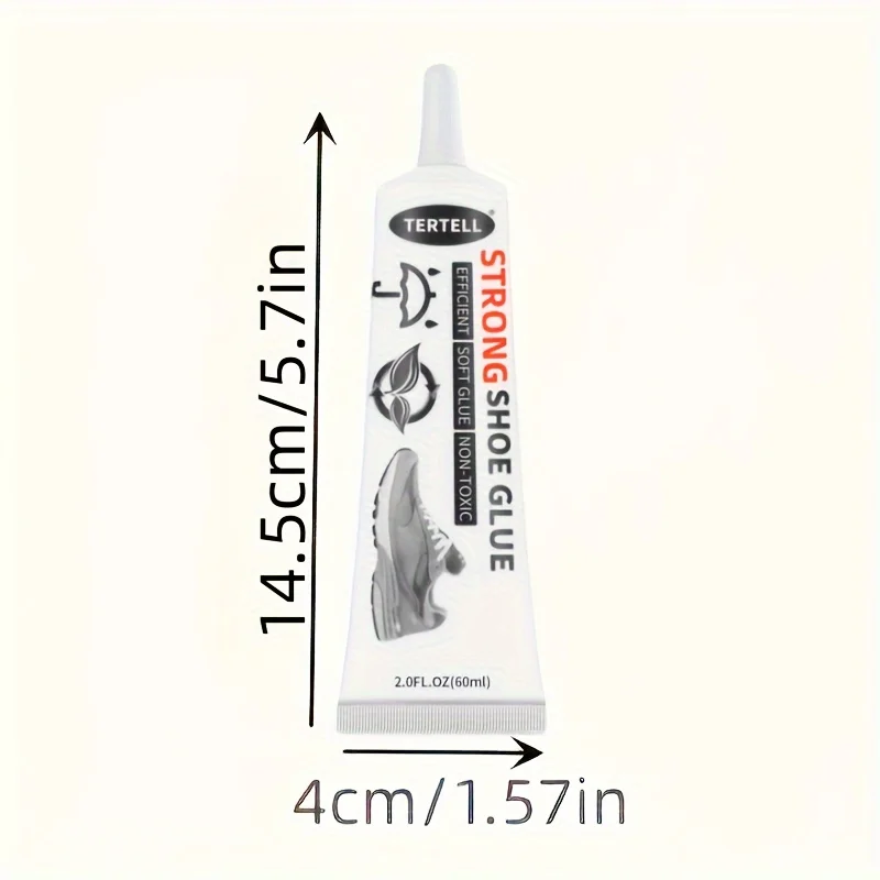 60ML Upgraded Clear Non-Toxic Shoe Glue High Low Temp Resistant Adhesive for Leather Sneakers