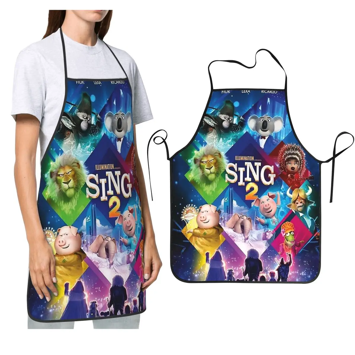 

Фартук из фильма Sing 2, шеф-повар, приготовление пищи, выпечка, нагрудник без рукавов, кухонный фартук для чистки для женщин и мужчин, живопись
