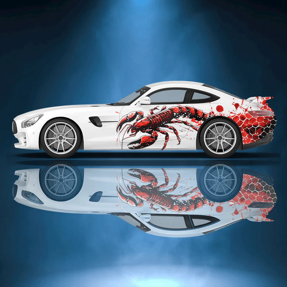 

Scorpion Honeycomb Shape Print Car Side Sticker Decoration Protection,Waterproof Self-adhesive Decal Auto Accessories Wrap Cover