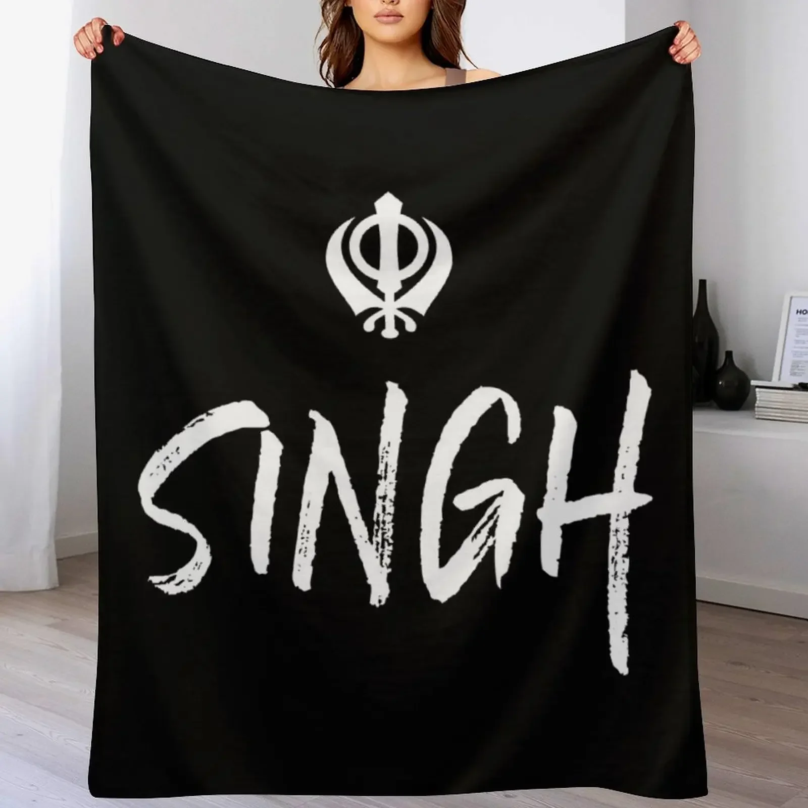 Singh Sikh Khanda Throw Blanket Stylish Warm Blanket for Living Room Bedroom
