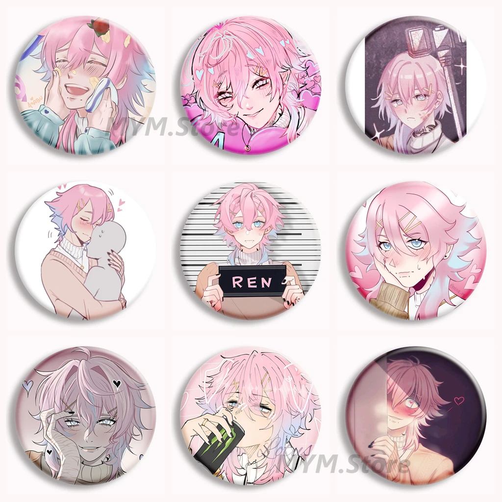 14 Days With You Anime Soft Button Pin Ren Kawaii Cartoon Brooches Visual Novel Game Badge Bag Decor Accessories Fans Collect
