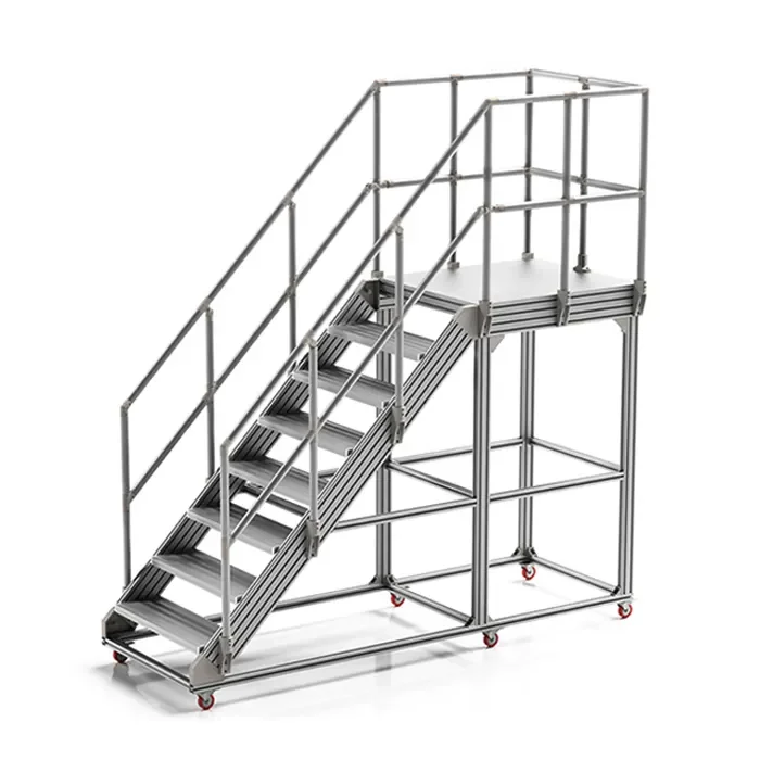 Customized aluminum handrail step profile Industrial walking platform climbing platform bracket mobile maintenance ladder