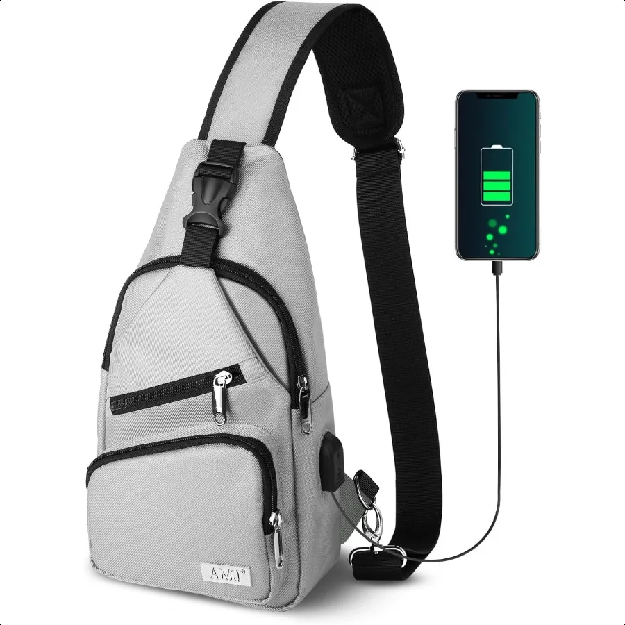 

AMJ Crossbody Sling Bag Men Women Casual Shoulder Backpack Chest Daypack Satchel for Hiking Travel