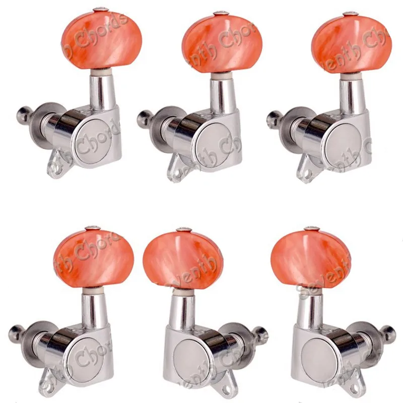 EIN Set Retro Jade Rot Acryl Big Oval Button String Tuning Pegs Mechaniken Mechaniken für Gitarre Zubehör Teile – Detail 9