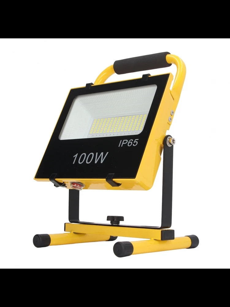 Projecteur LED aste extérieur, lampe portable étanche IP65, AC100-240V, 100W, 9000LM, 6500K