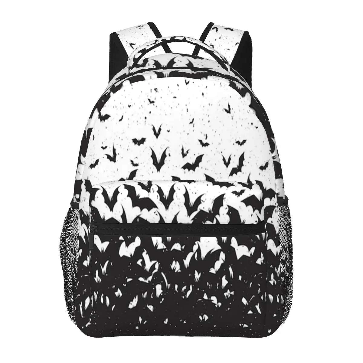 

Chic Black And White Bat Pattern Student Backpack School Bag Hiking Travel Daypack for Boys Girls Fashion Bookbag Shoulder Bags