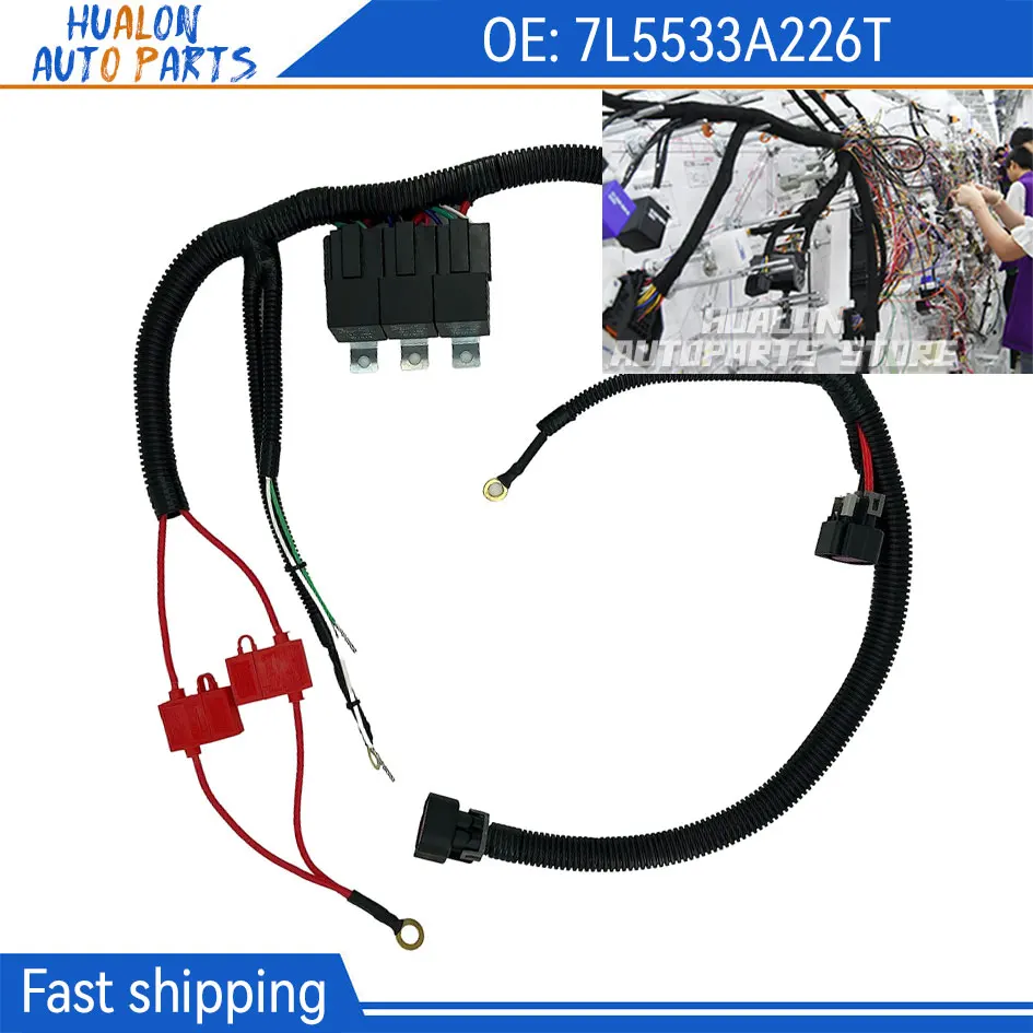 Electric Dual Fan Upgrade Wiring Harness 7L5533A226T Fit for GM 1999–2006 ECU Control Electric Cooling Fan Wire Harness Kit