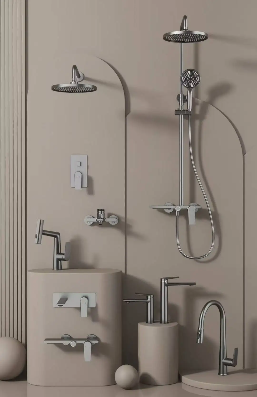Rose Gold Brass Shower Accessories Set Electric Feature Bathroom Waterfall Shower Head Rain Massage Soft Pause Patterns Ceramic
