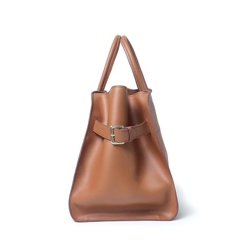 Top layer leather luxury tote bag designer large capacity commuting handbag women\'s bag Single shoulder crossbody bag