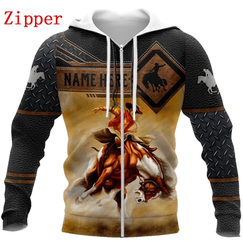 HX Rodeo Hoodies Custom Name Fashion Splicing 3D Printed Vest T-shirts Sweatshirts Coats Casual Sportwear Men Clothing Sets
