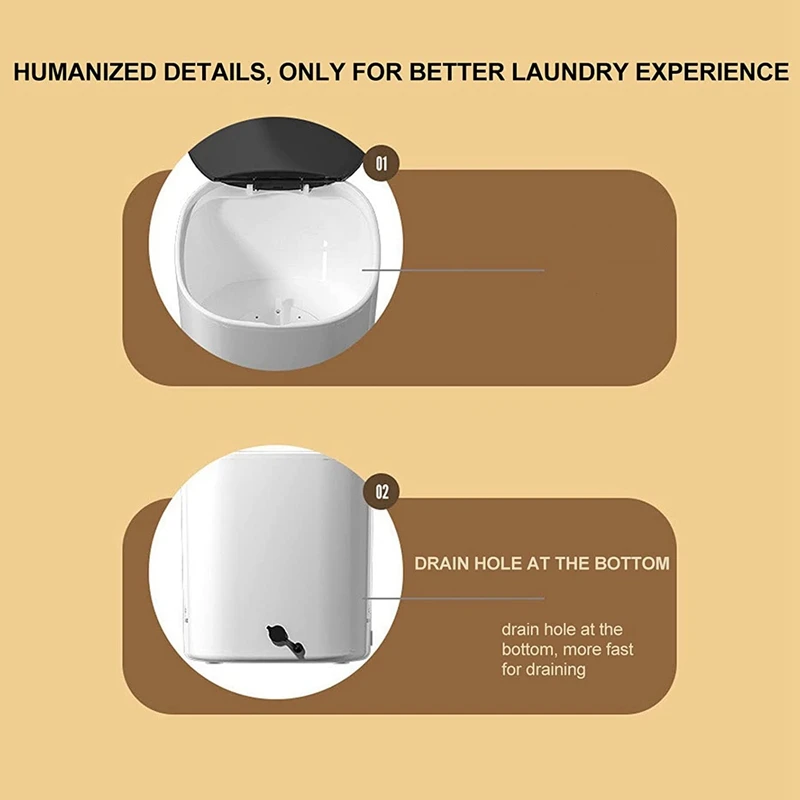 غسالة صغيرة محمولة غسالة الضوء الأزرق بالموجات فوق الصوتية توربو حوض غسيل الطرد المركزي تدفق المياه الجفاف-[A37I]