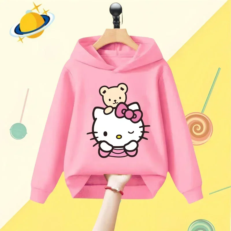 Disney hello kitty Kids Hoodie Anime cartoon print Autumn Winter long sleeve sweatshirt boys girls Kawaii casual top clothing