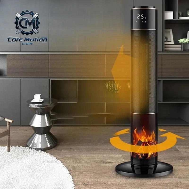 Household Vertical Heater Warm Air Blower PTC Ceramic Heating Fan 3D Imitation Flame Hot Air Fan Riscaldatore Elettrico