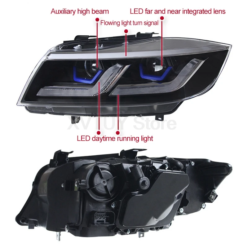 Feux de sauna de voiture pour BMW E90, lampe frontale de style 2005-2012, LED, assemblage DRL, feux de circulation, clignotants dynamiques, accessoires de remise en état de voiture