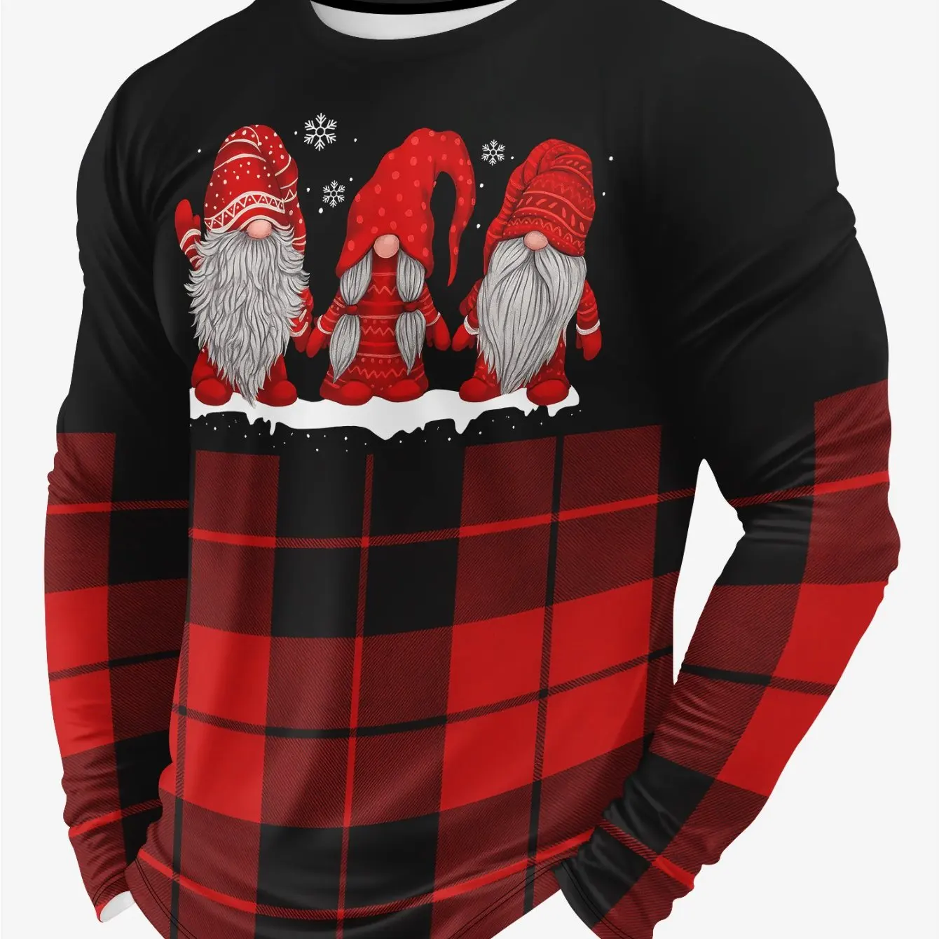

Autumn Minimalist Santa Claus Graphic Round Neck Men’s Long Sleeves T-shirt Outdoor Christmas-Themed Party Fashion Men Clothing