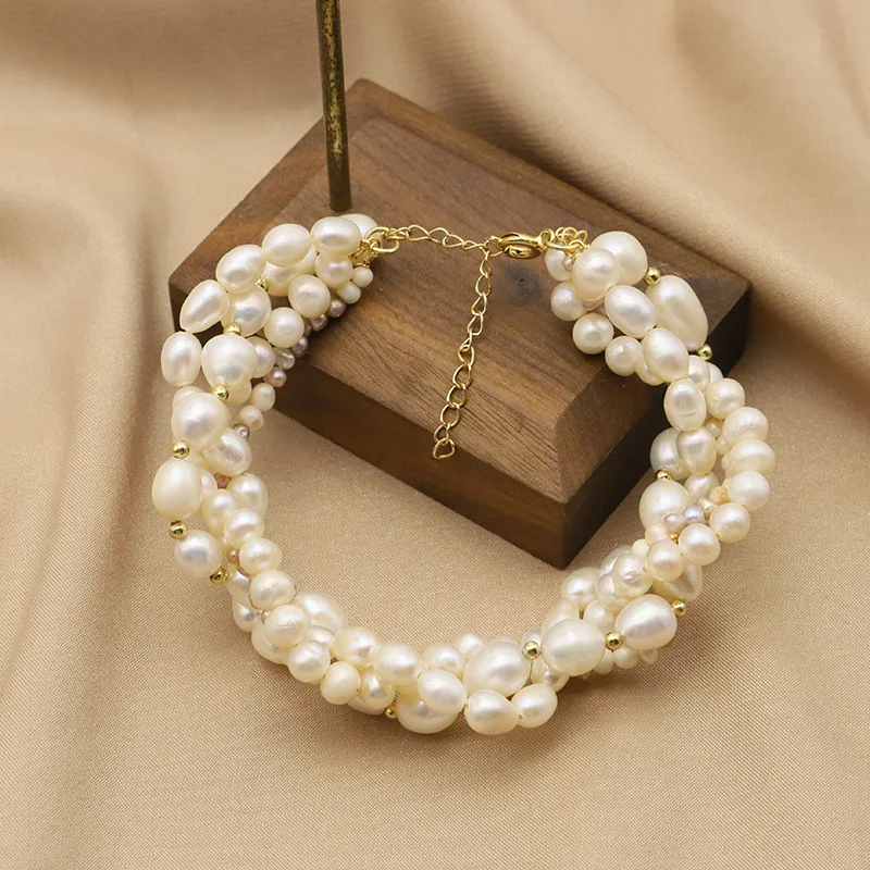 

Natural Pearl Bracelet Design Sense Beaded Double Layer Hand Jewelry Woven -End Accessories High Quality