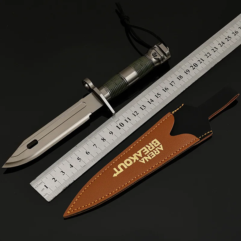 20cm/7.87in Arena Breakout Game Peripheral Figurine M9 Small Knife Leather Cover Version Metal Crafts Ornament Toy for Boy Gift